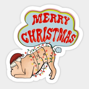 Downward Dog With Christmas Lights Sticker